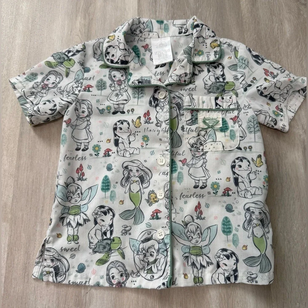 Disney Animators Collection Princess Ariel Belle Tinker Bell Toddler 4T Pajamas